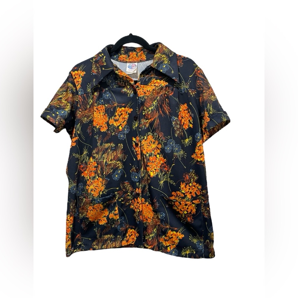 Vintage 60s/70s Land ‘n Sea Button Down Floral Shirt Size 38